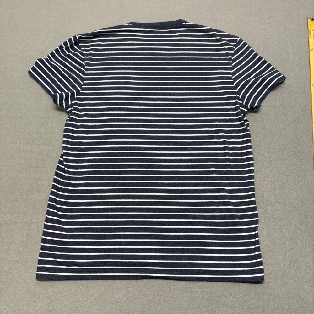 J Crew Mens Slim Washed T Shirt Navy White Stripe Pocket Tee Large - Picture 5 of 8